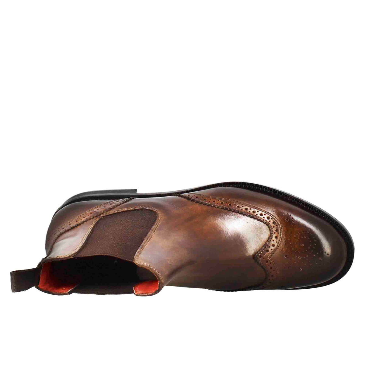 Stivaletto da donna chelsea con dettagli brogue in pelle marrone scuro - LeonardoShoes