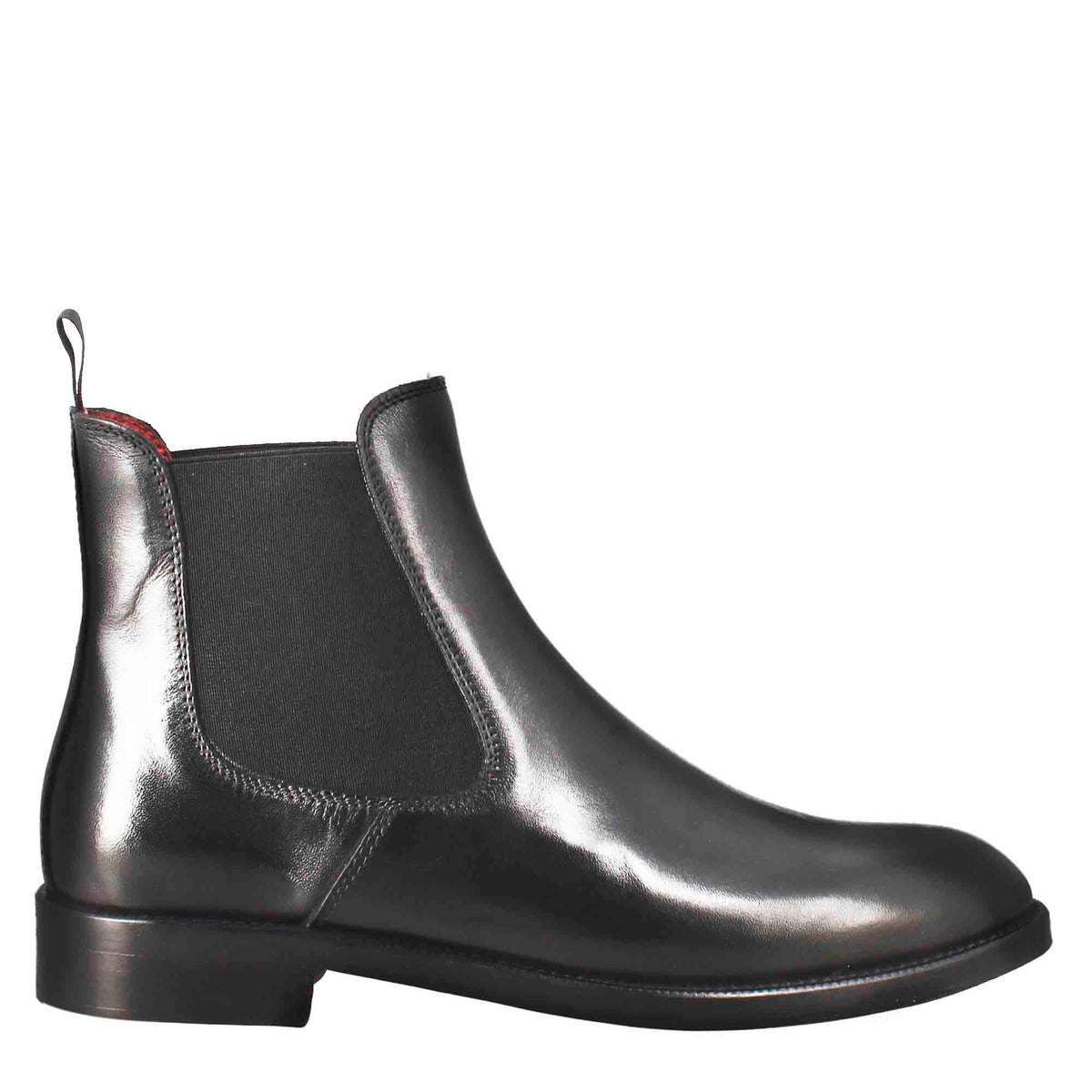 Stivaletto da donna chelsea liscio in pelle colore nero - LeonardoShoes