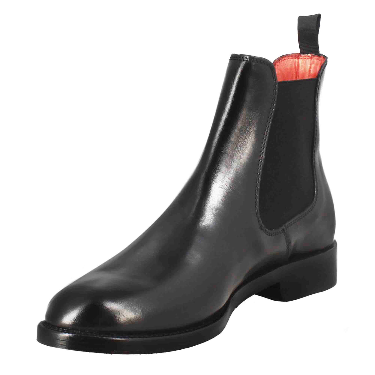 Stivaletto da donna chelsea liscio in pelle colore nero - LeonardoShoes