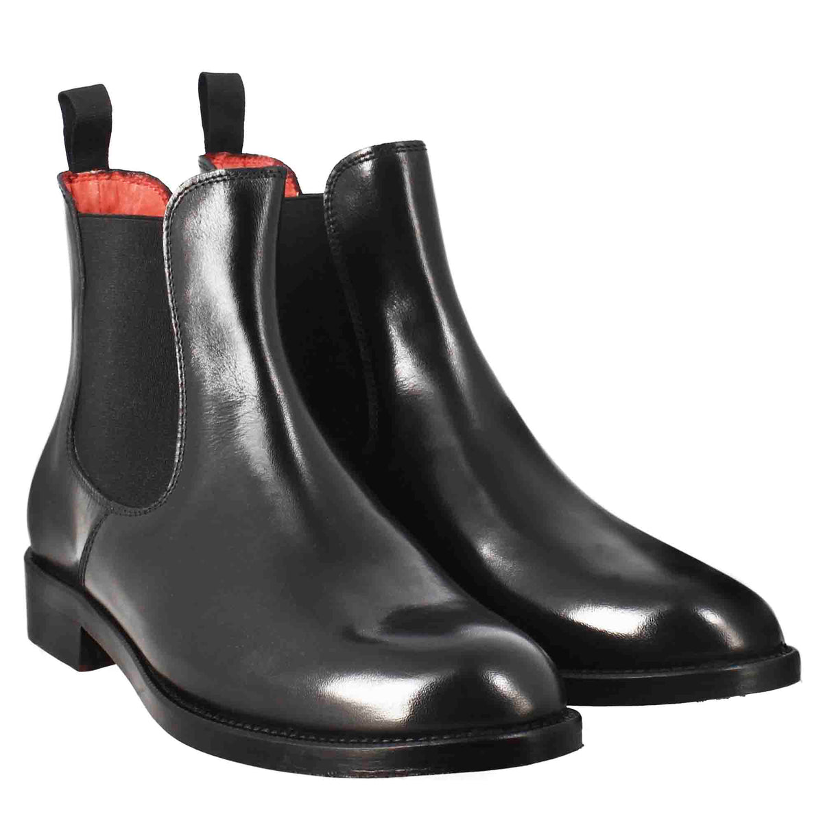 Stivaletto da donna chelsea liscio in pelle colore nero - LeonardoShoes