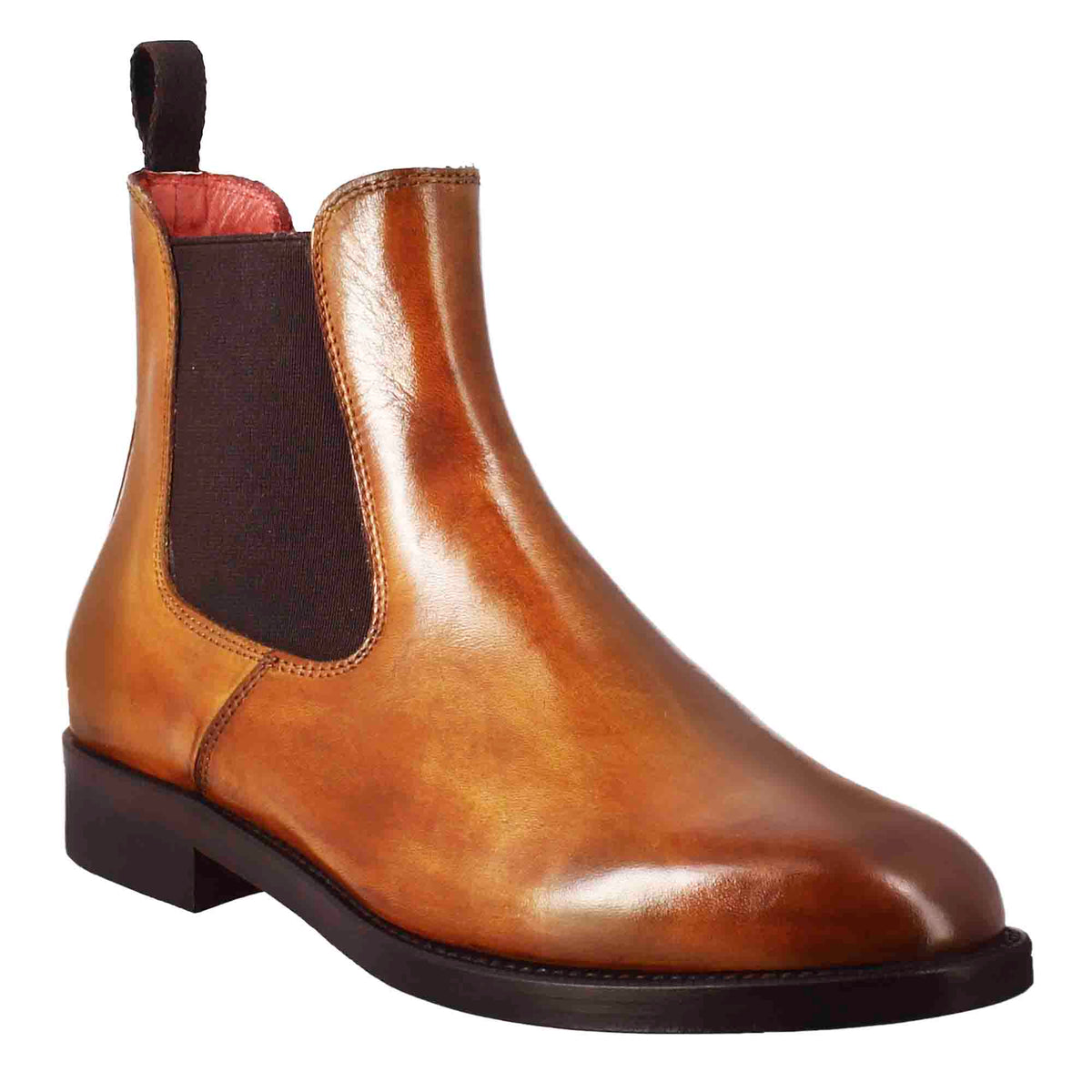Stivaletto chelsea da donna liscio in pelle colore marrone chiaro - LeonardoShoes