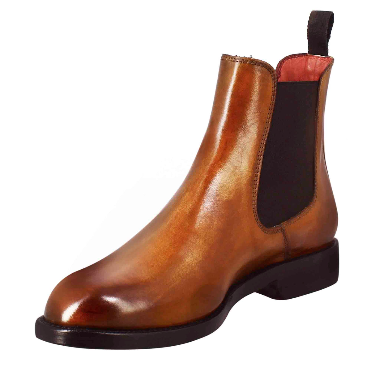 Stivaletto chelsea da donna liscio in pelle colore marrone chiaro - LeonardoShoes