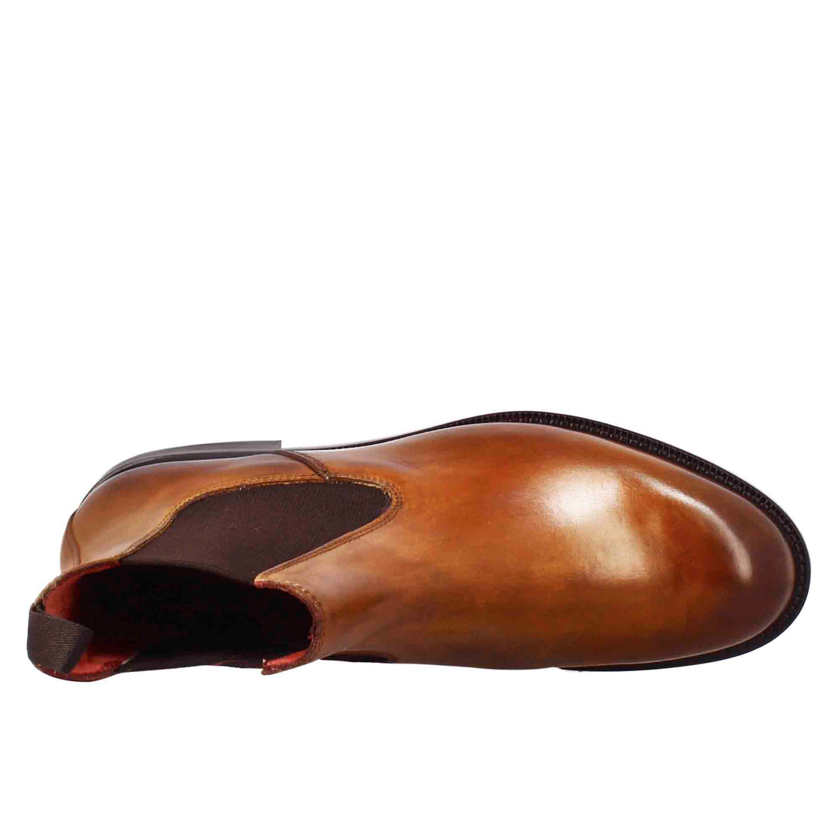 Stivaletto chelsea da donna liscio in pelle colore marrone chiaro - LeonardoShoes