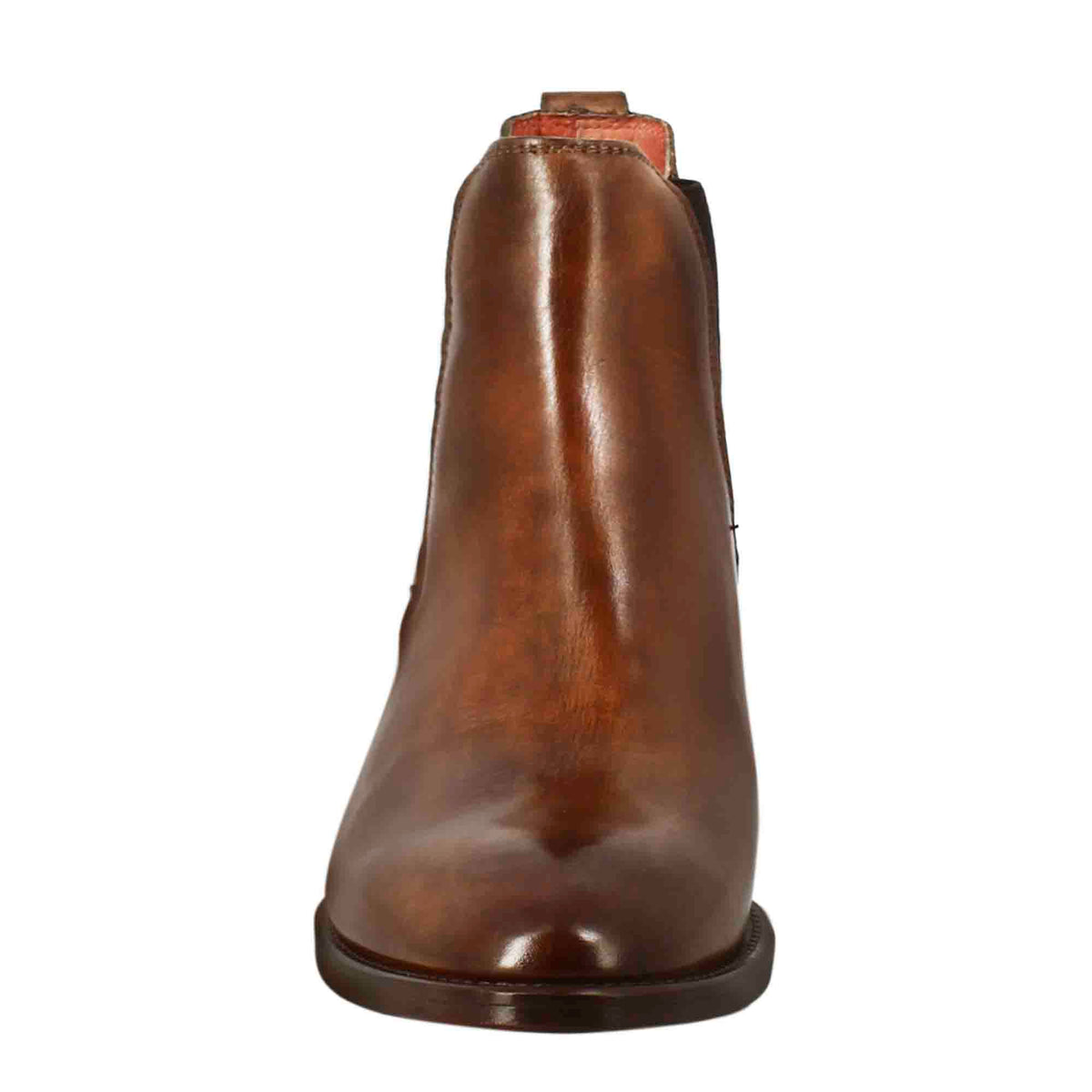 Stivaletto chelsea da donna liscio con tacco medio in pelle colore marrone - LeonardoShoes