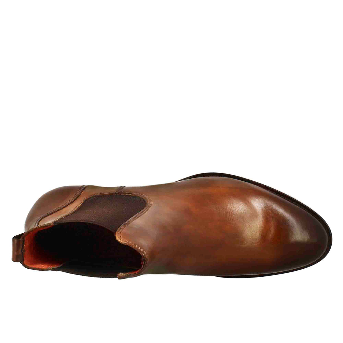 Stivaletto chelsea da donna liscio con tacco medio in pelle colore marrone - LeonardoShoes