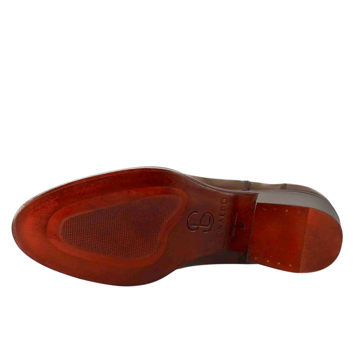 Stivaletto chelsea da donna liscio con tacco medio in pelle colore marrone - LeonardoShoes