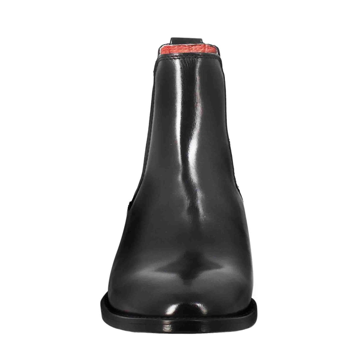 Stivaletto da donna chelsea liscio con tacco medio in pelle colore nero - LeonardoShoes