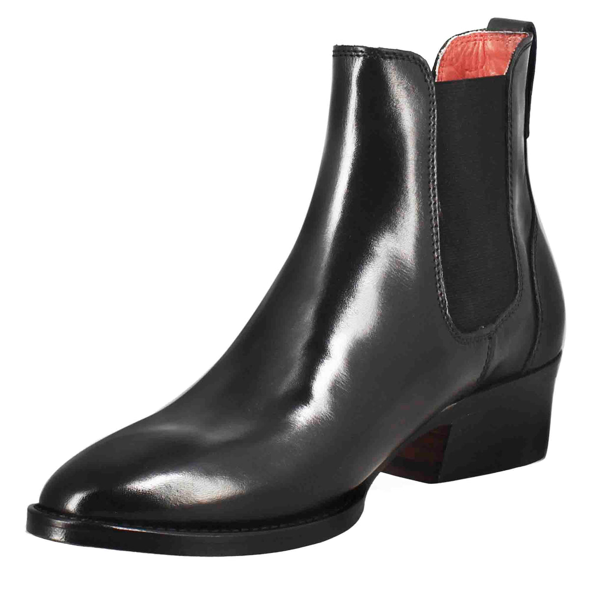 Stivaletto da donna chelsea liscio con tacco medio in pelle colore nero - LeonardoShoes