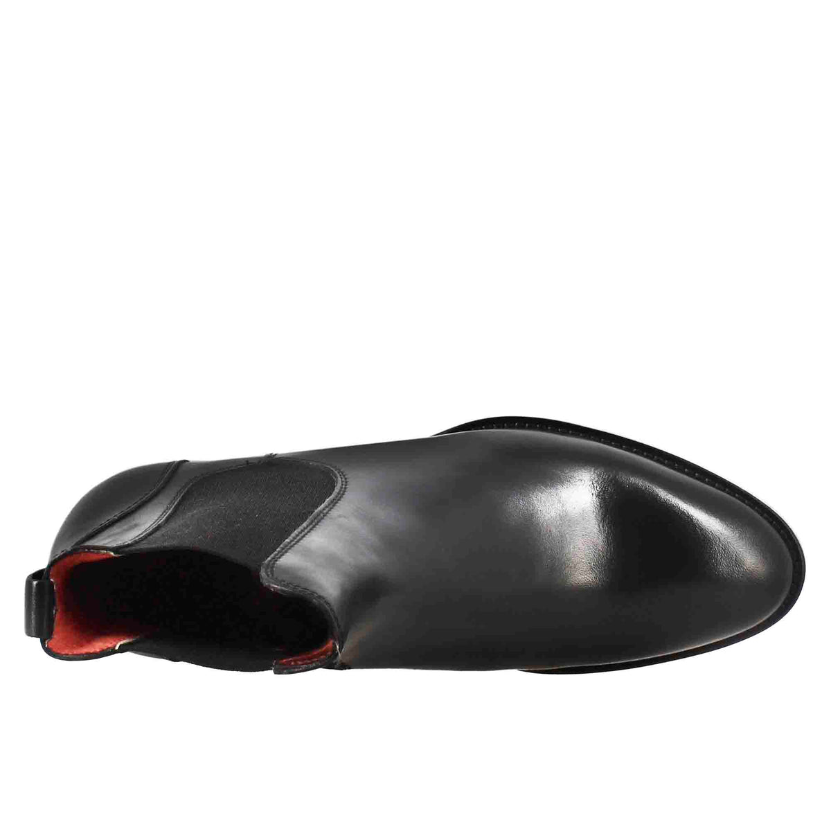 Stivaletto da donna chelsea liscio con tacco medio in pelle colore nero - LeonardoShoes