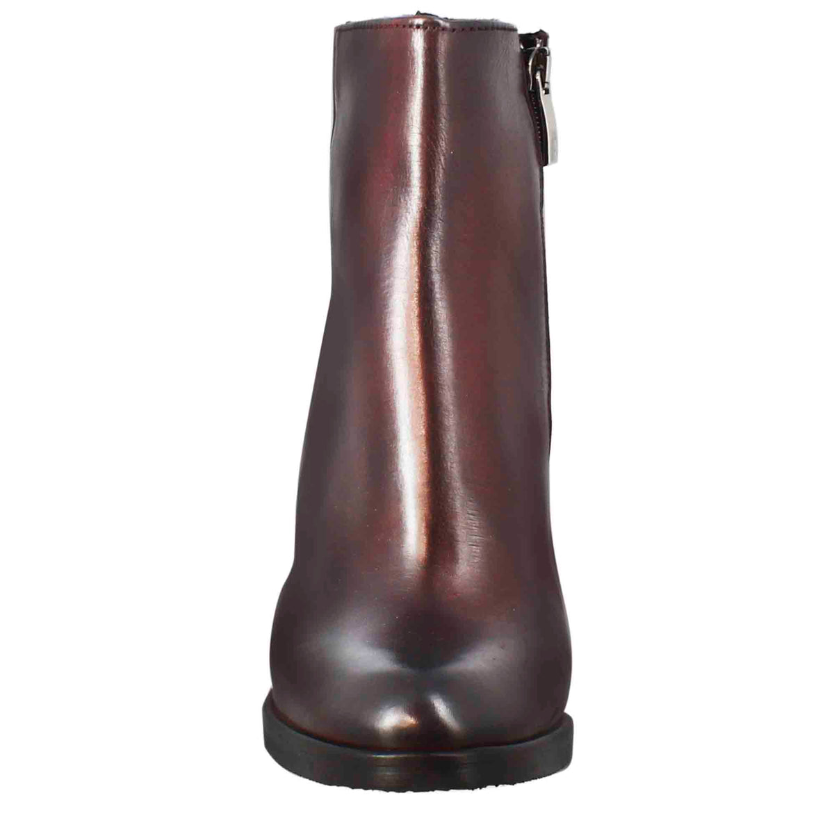 Stivaletto da donna liscio con tacco alto in pelle bordeaux - LeonardoShoes