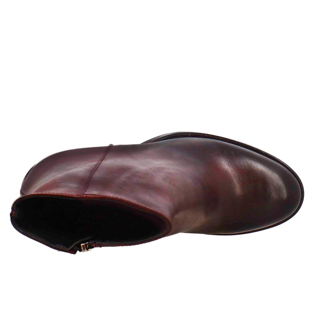 Stivaletto da donna liscio con tacco alto in pelle bordeaux - LeonardoShoes