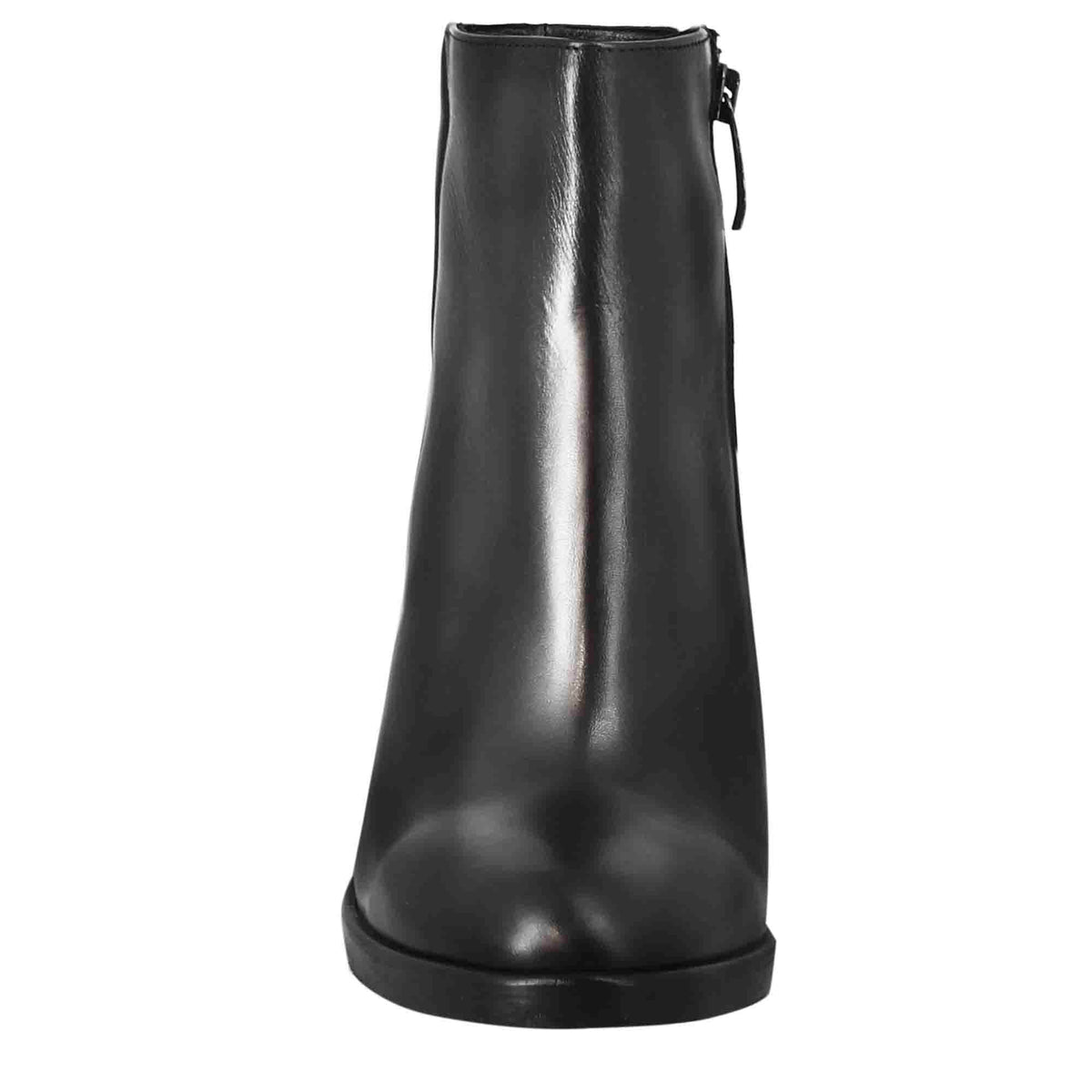 Stivaletto da donna liscio con tacco alto in pelle colore nero - LeonardoShoes