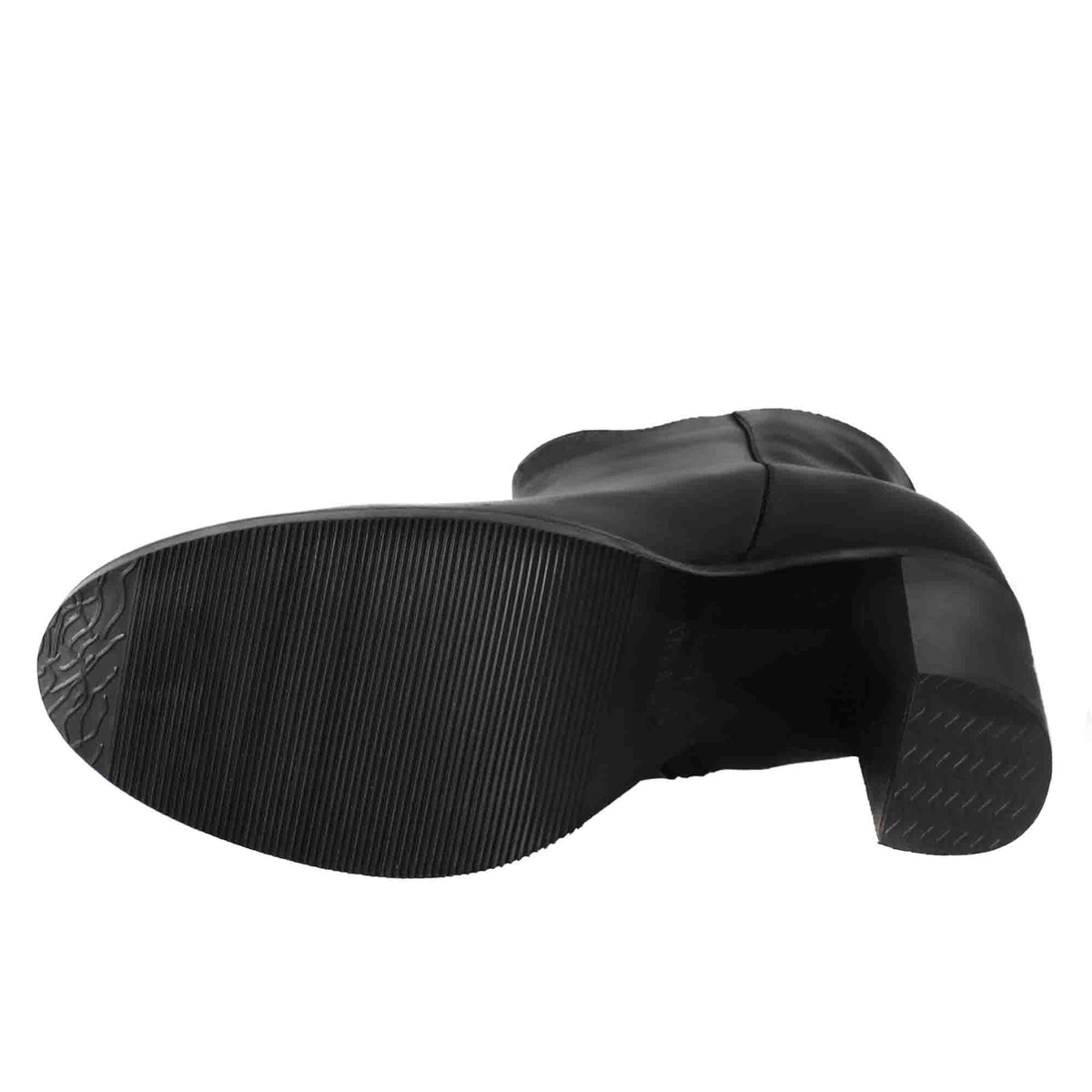 Stivaletto da donna liscio con tacco alto in pelle colore nero - LeonardoShoes