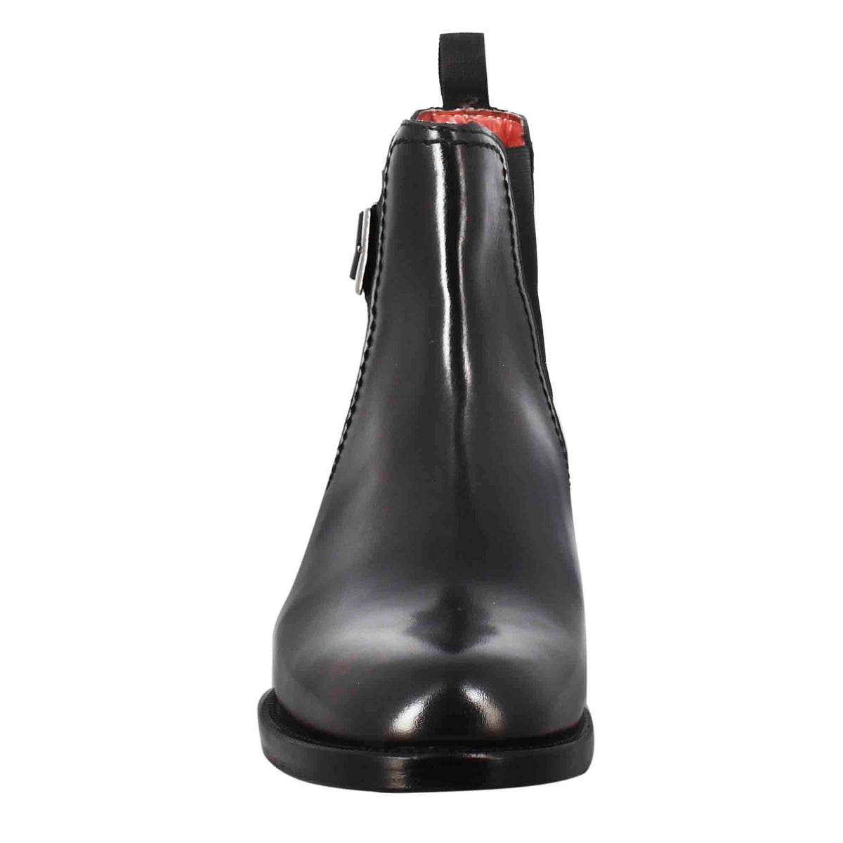 Stivaletto da donna liscio con tacco basso in pelle liscia colore nero con fibbia laterale - LeonardoShoes