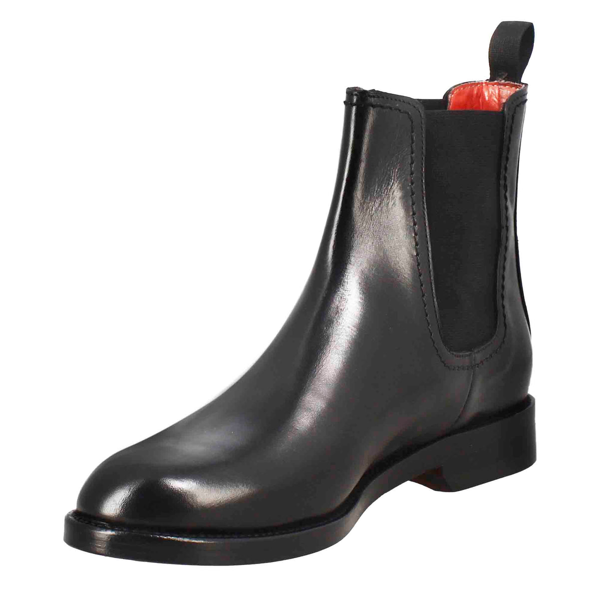 Stivaletto da donna liscio con tacco basso in pelle liscia colore nero con fibbia laterale - LeonardoShoes