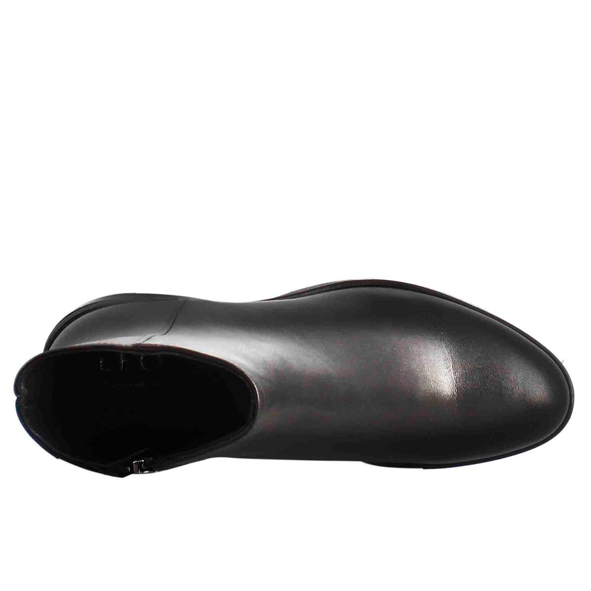 Stivaletto da donna liscio con tacco medio in pelle colore nero - LeonardoShoes