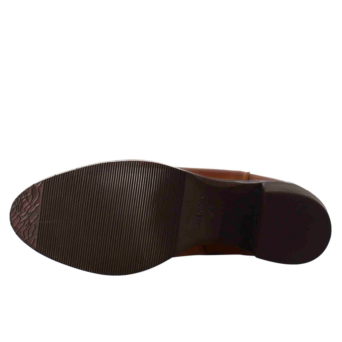 Stivaletto da donna liscio con tacco medio in pelle marrone - LeonardoShoes