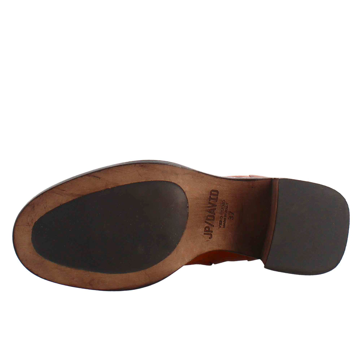 Stivaletto diver basso da donna con tacco in pelle lavata colore cuoio scuro - LeonardoShoes