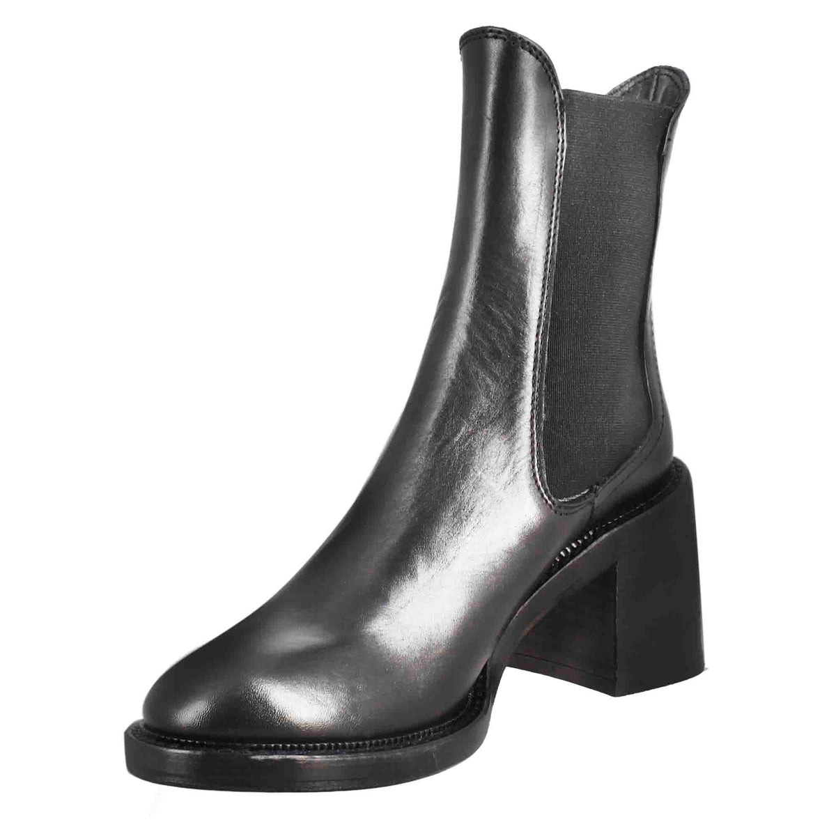 Stivaletto diver chelsea da donna con tacco in pelle lavata colore nero - LeonardoShoes