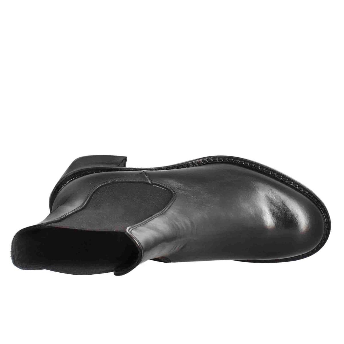 Stivaletto diver chelsea da donna con tacco in pelle lavata colore nero - LeonardoShoes