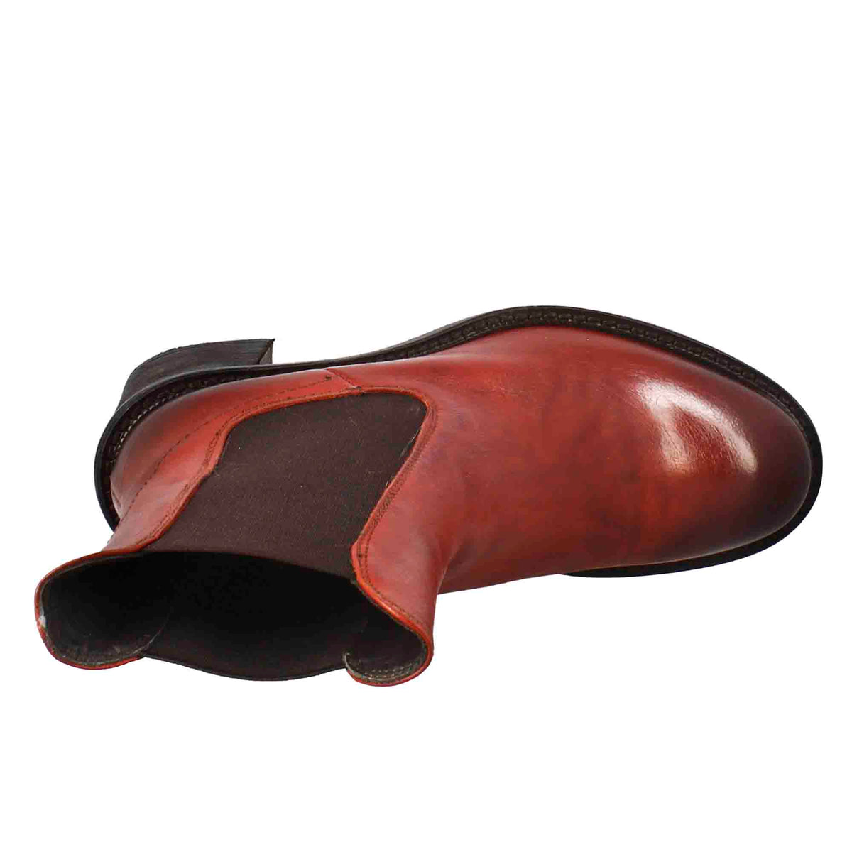 Stivaletto chelsea da donna con tacco in pelle lavata colore rosso - LeonardoShoes