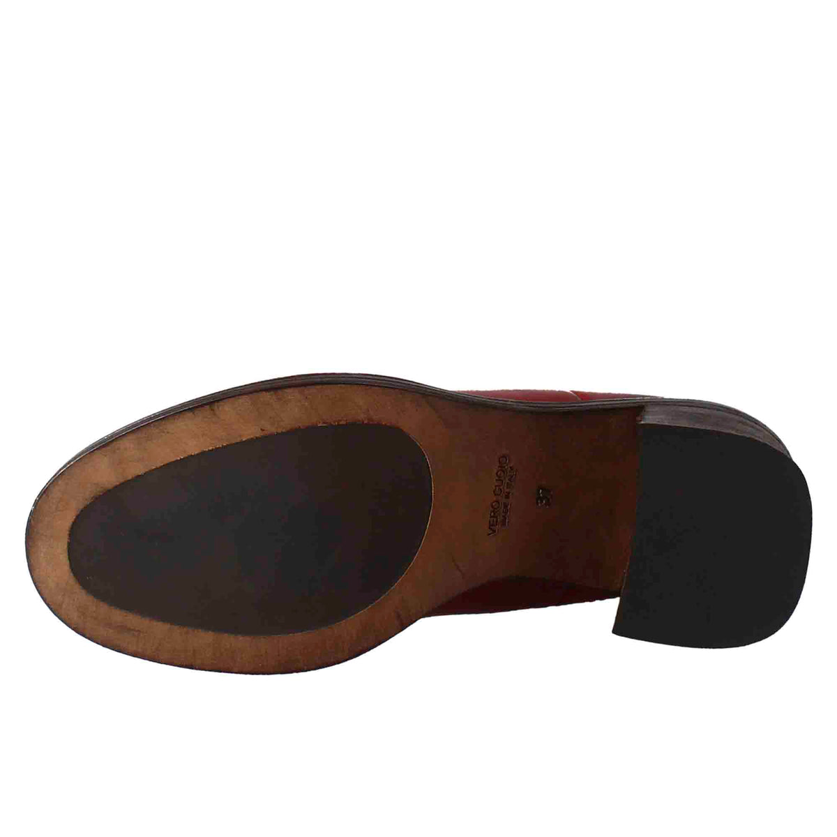 Stivaletto chelsea da donna con tacco in pelle lavata colore rosso - LeonardoShoes