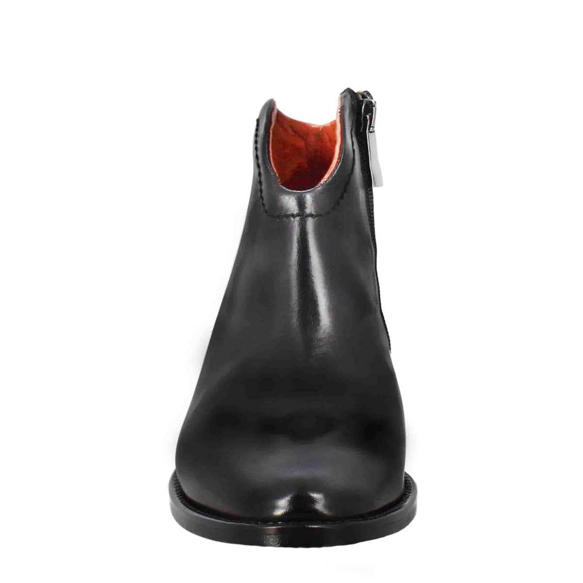 Stivaletto da donna liscio con tacco medio in pelle colore nero - LeonardoShoes