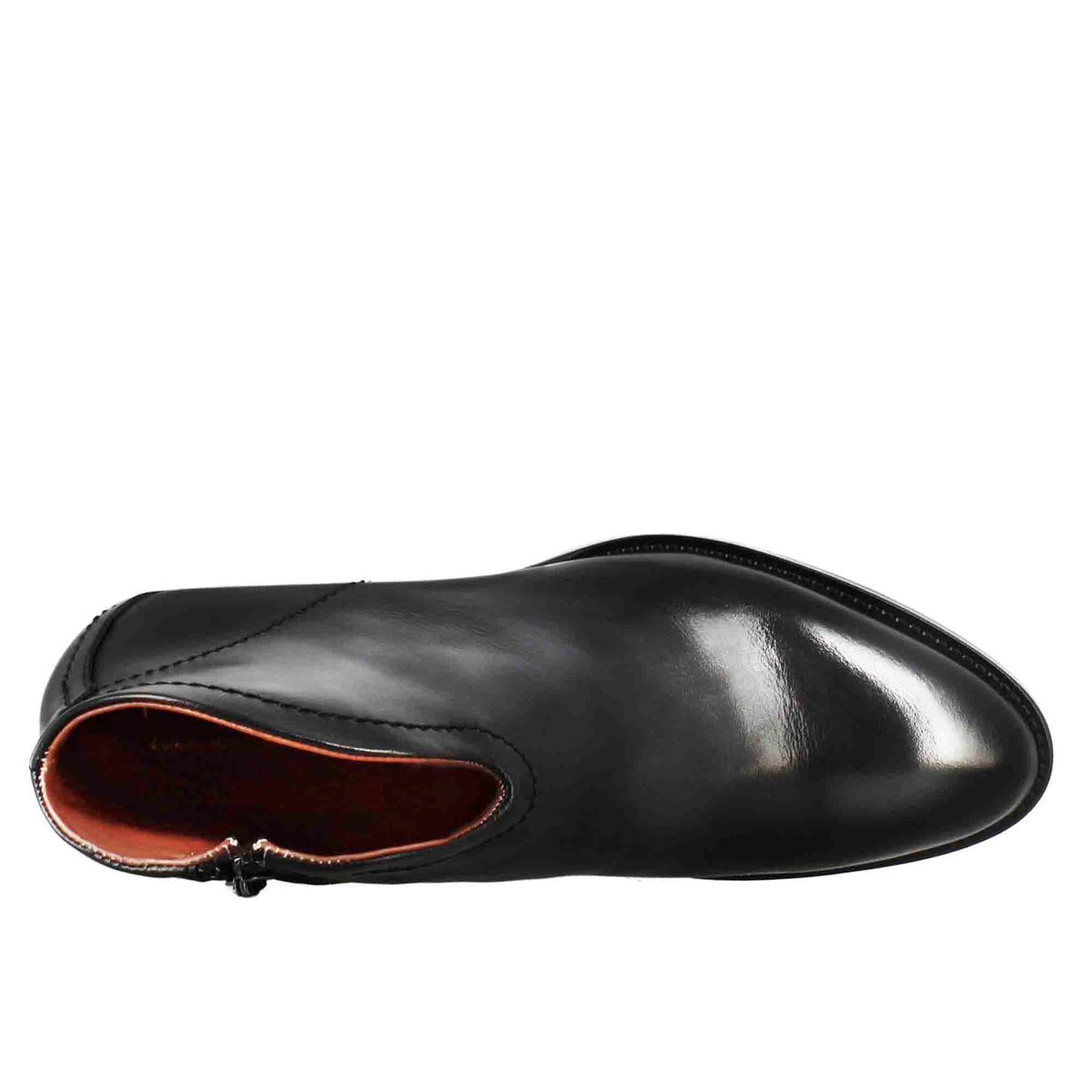 Stivaletto da donna liscio con tacco medio in pelle colore nero - LeonardoShoes