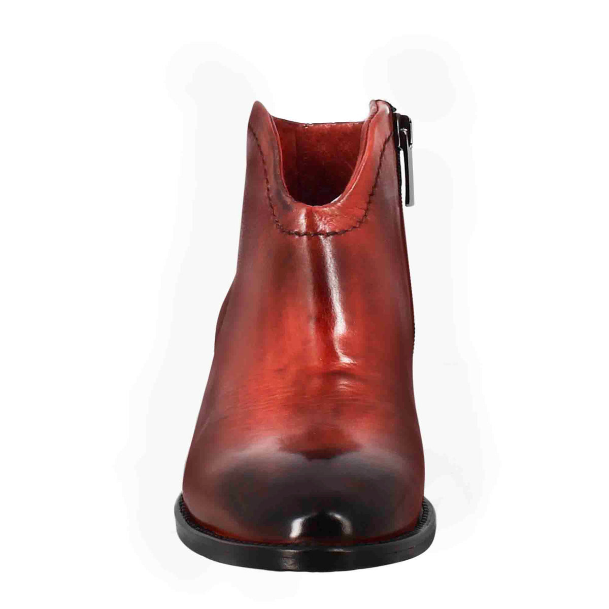 Stivaletto da donna liscio con tacco medio in pelle colore rosso - LeonardoShoes