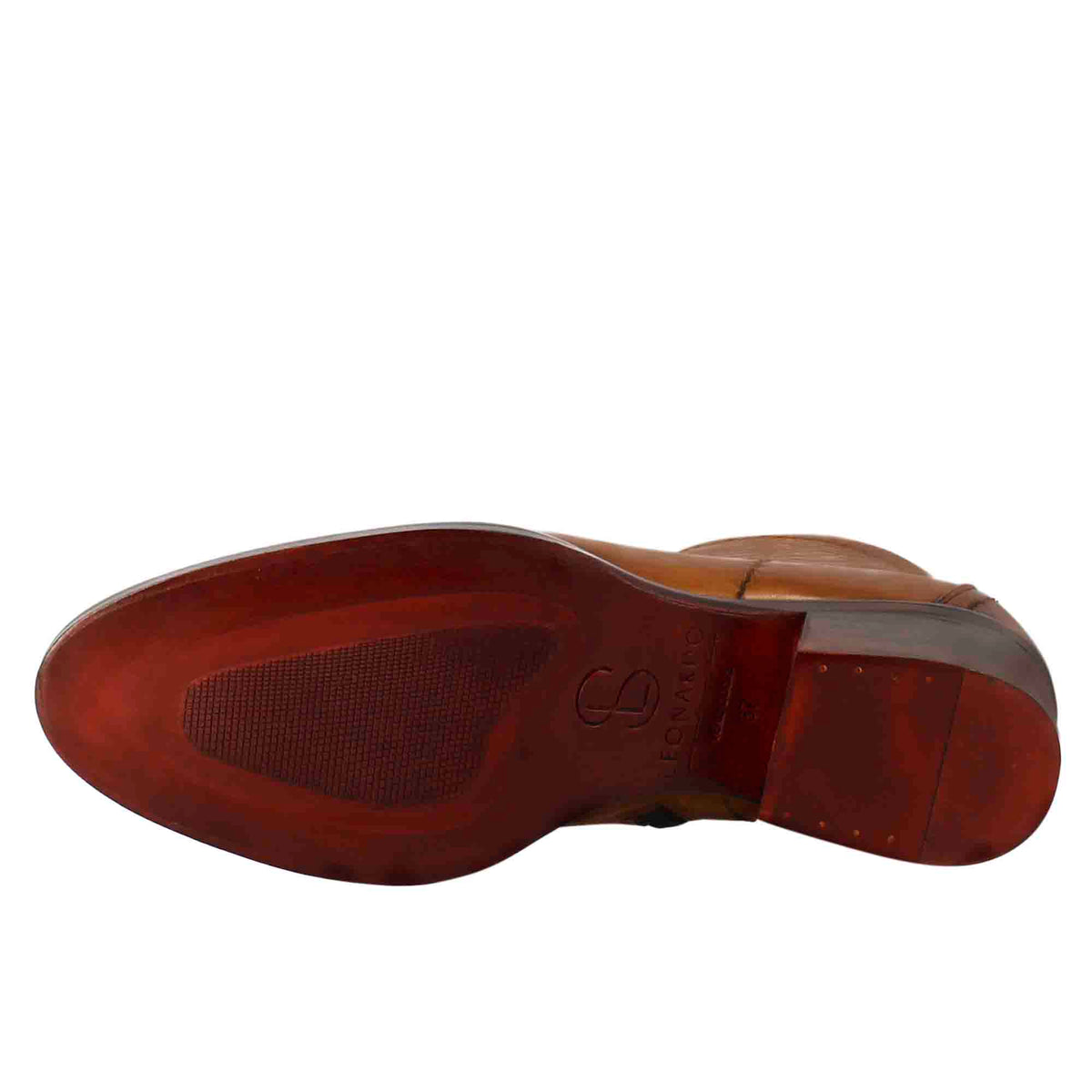 Stivaletto da donna liscio con tacco medio in pelle colore marrone chiaro - LeonardoShoes