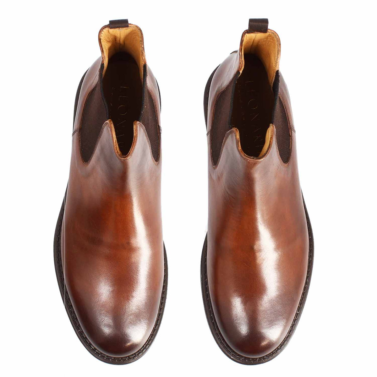 Agusto stivaletto Chelsea da uomo in pelle marrone