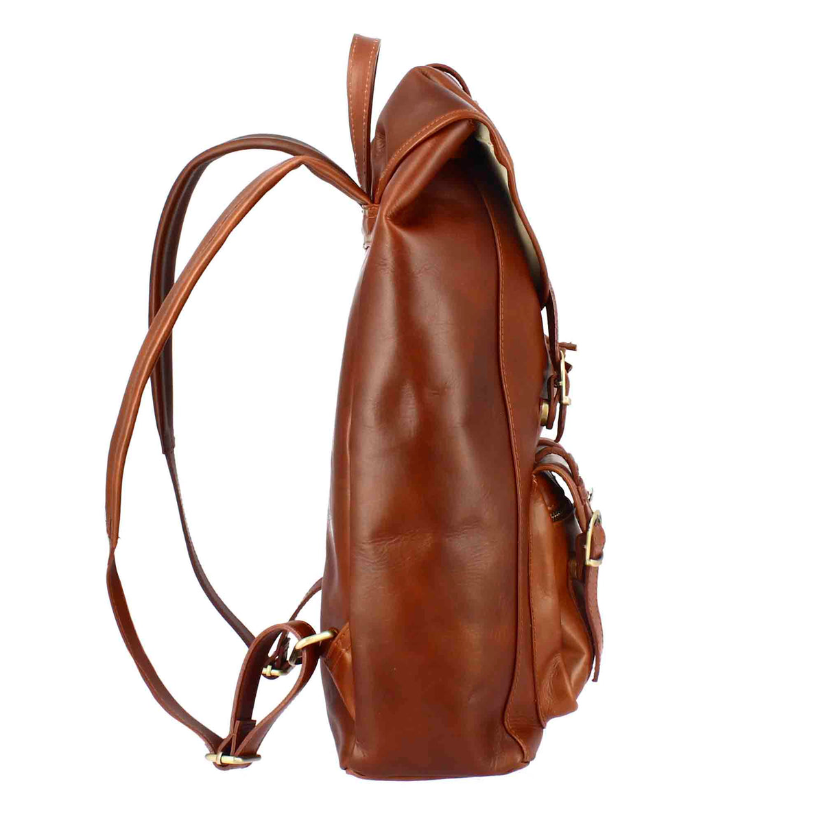 Zaino da viaggio in pelle colore marrone con fibbie - LeonardoShoes
