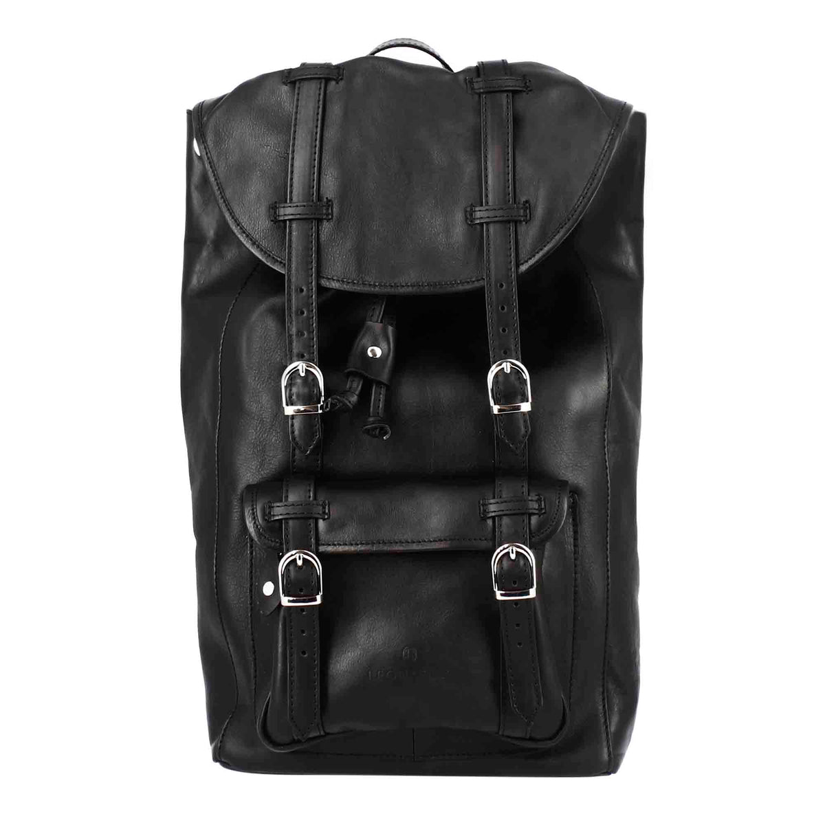 Zaino da viaggio in pelle colore nero con fibbie - LeonardoShoes