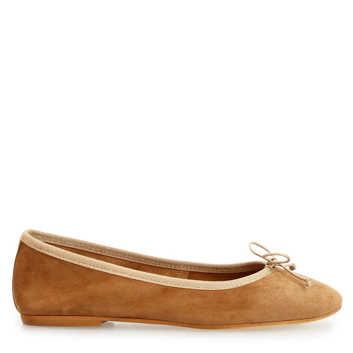 Ballerine da donna Fiocco in camoscio marrone chiaro - LeonardoShoes
