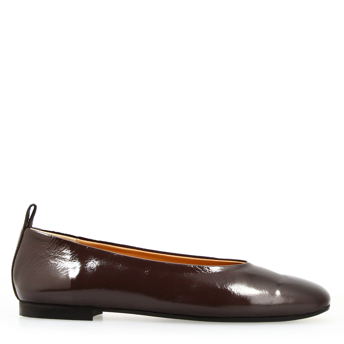 Ballerina artigianale da donna in pelle lucida marrone scuro - LeonardoShoes