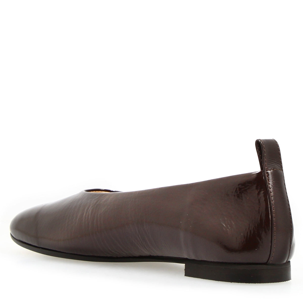 Ballerina artigianale da donna in pelle lucida marrone scuro - LeonardoShoes