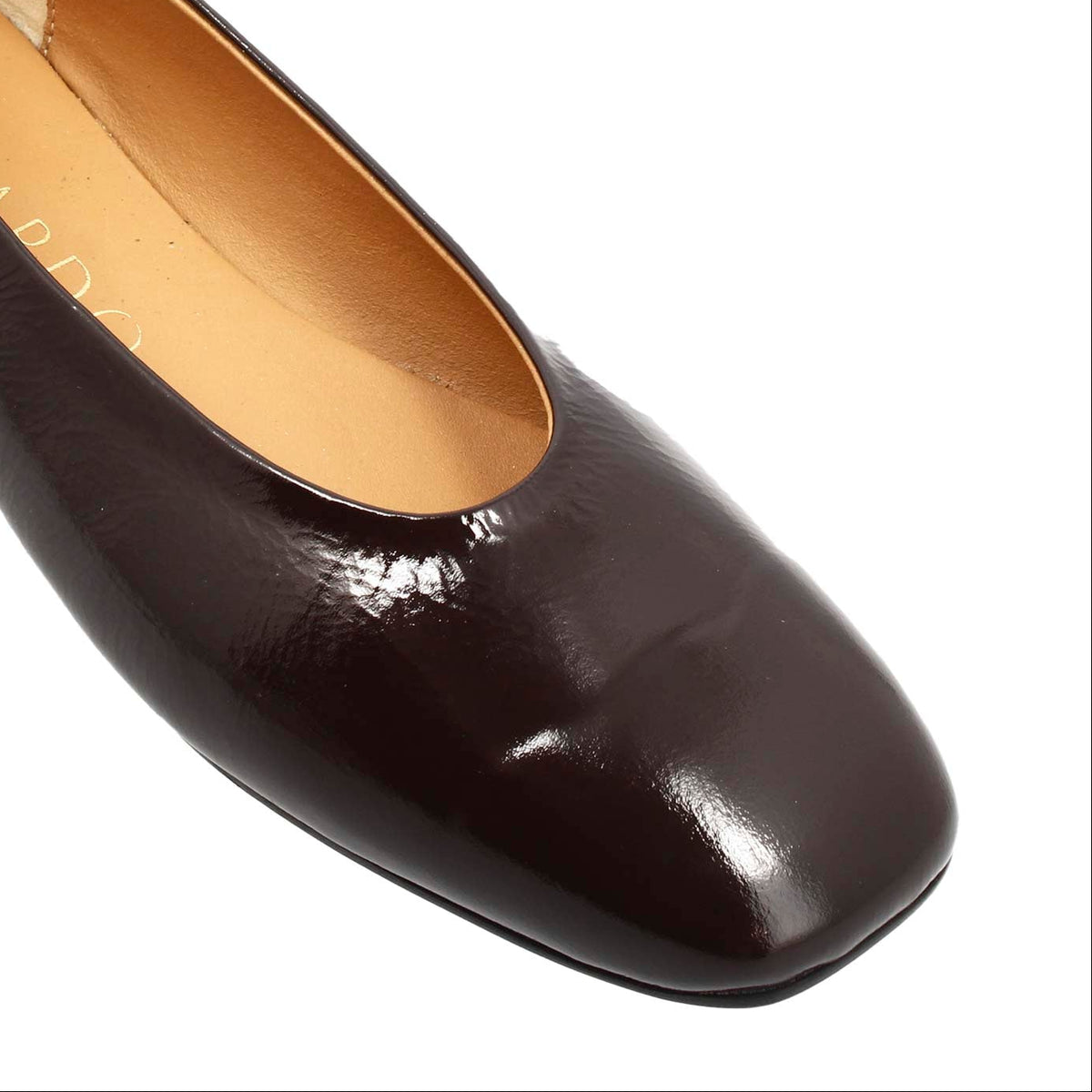 Ballerina artigianale da donna in pelle lucida marrone scuro - LeonardoShoes
