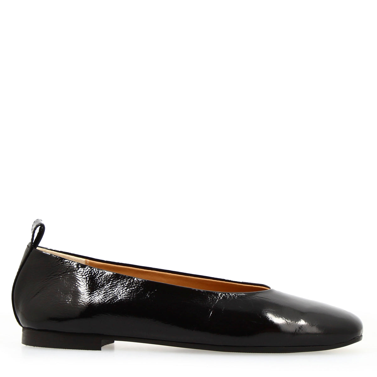 Ballerina artigianale da donna in pelle lucida colore nero - LeonardoShoes