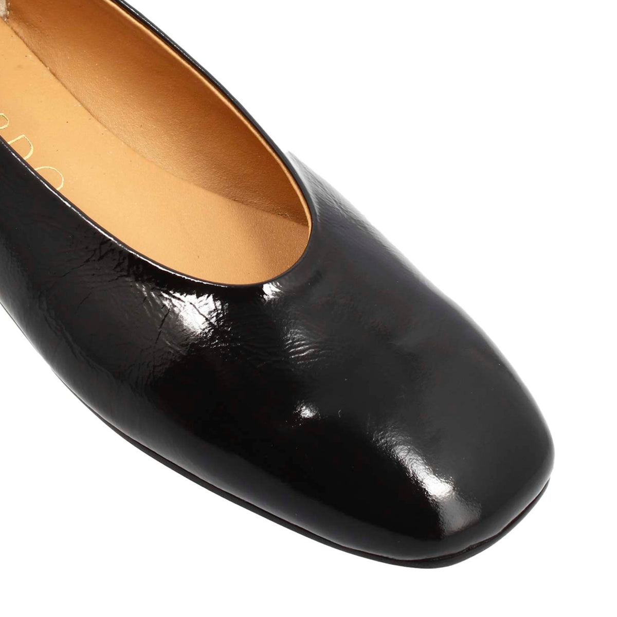 Ballerina artigianale da donna in pelle lucida colore nero - LeonardoShoes
