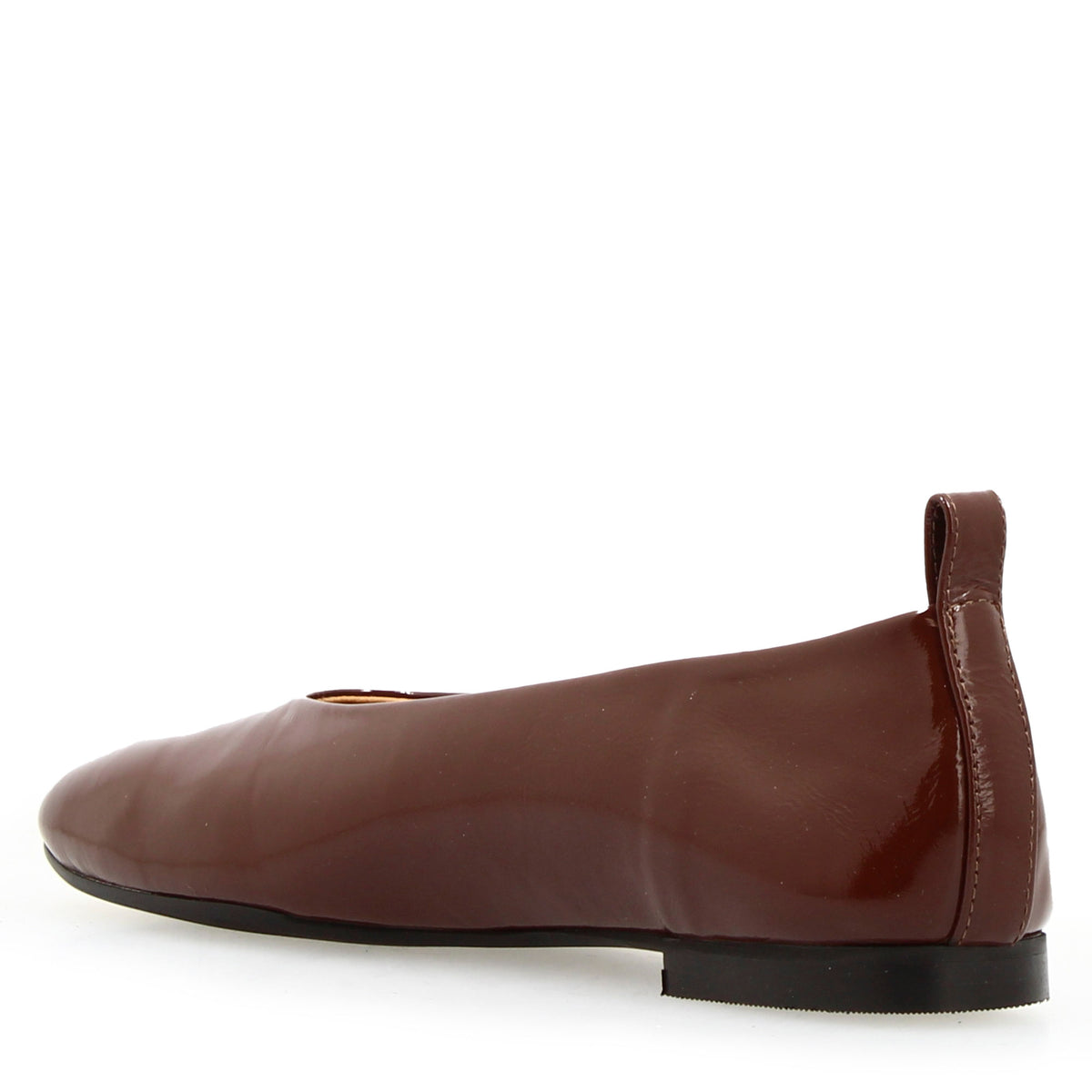 Ballerina artigianale da donna in pelle lucida marrone - LeonardoShoes