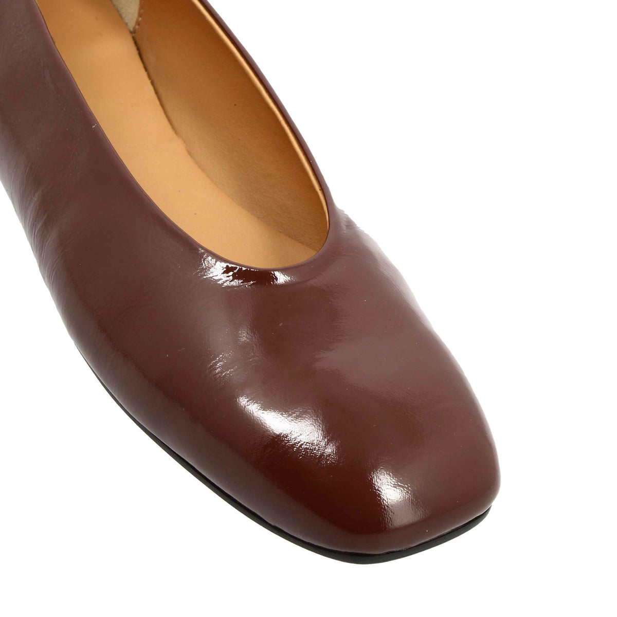 Ballerina artigianale da donna in pelle lucida marrone - LeonardoShoes