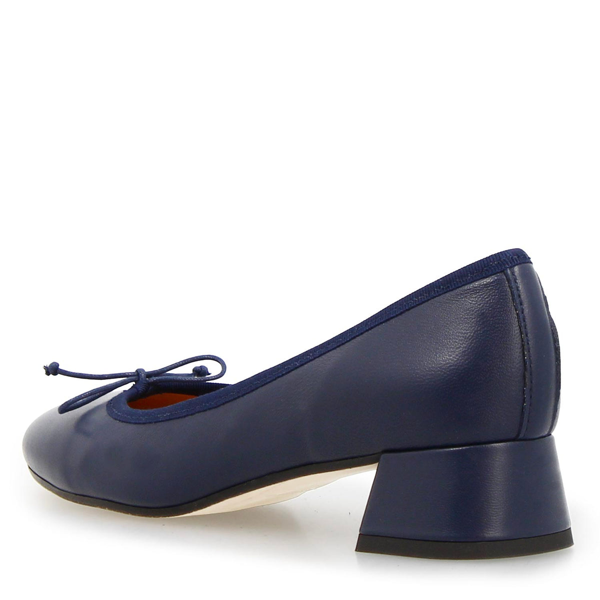 Ballerina tacco medio in pelle blu foderata Flaminia - LeonardoShoes