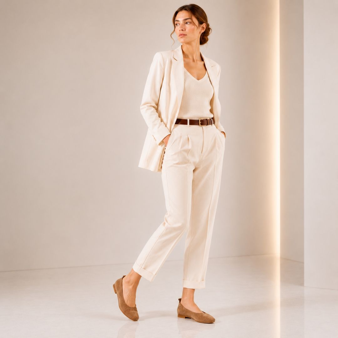 Ballerine da donna Venere in suede marrone chiaro - LeonardoShoes