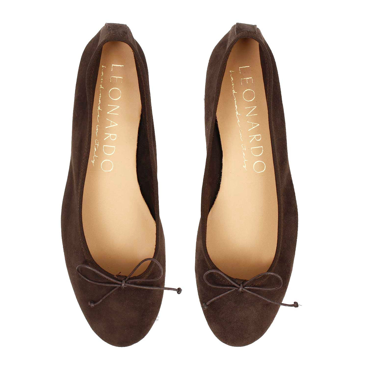 Ballerine da donna Fiocco in camoscio marrone scuro - LeonardoShoes