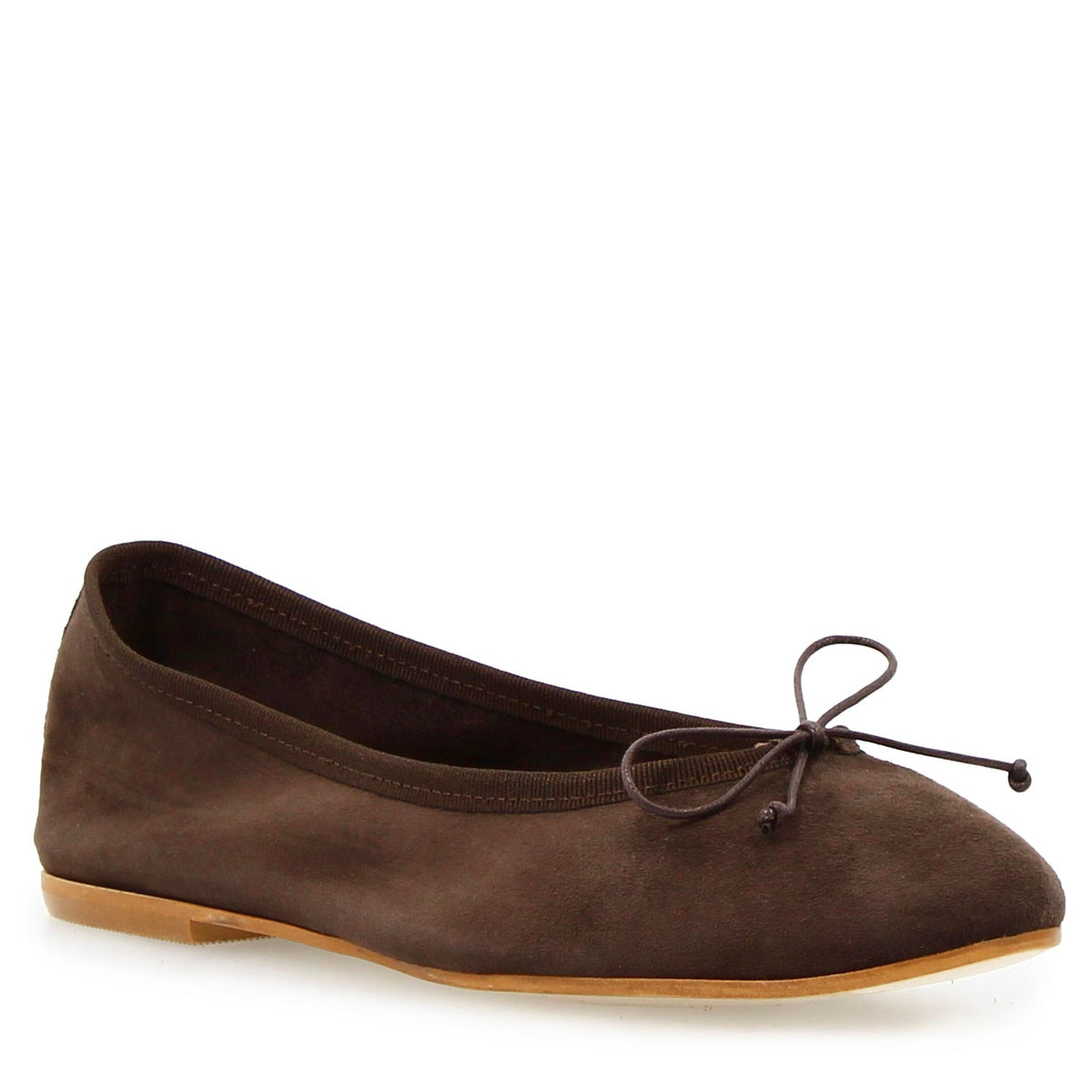 Ballerine da donna Fiocco in camoscio marrone scuro - LeonardoShoes