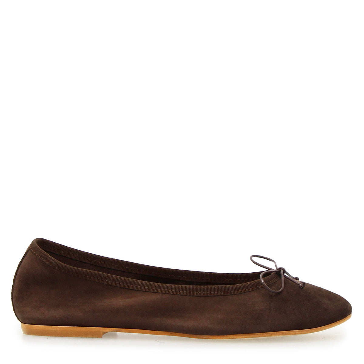 Ballerine da donna Fiocco in camoscio marrone scuro - LeonardoShoes