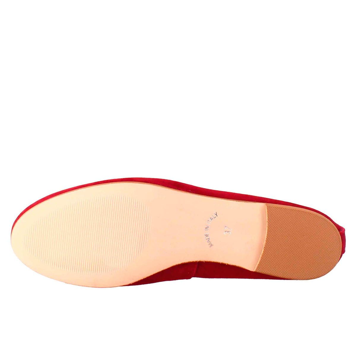Ballerine leggere da donna color rosso in camoscio sfoderate - LeonardoShoes