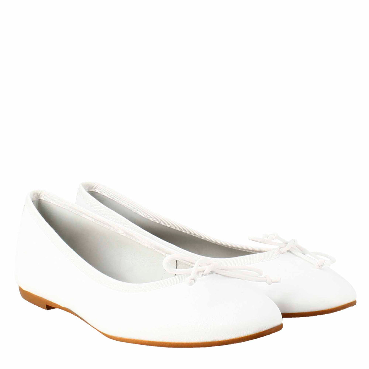 Ballerine leggere da donna color bianco in pelle liscia - LeonardoShoes