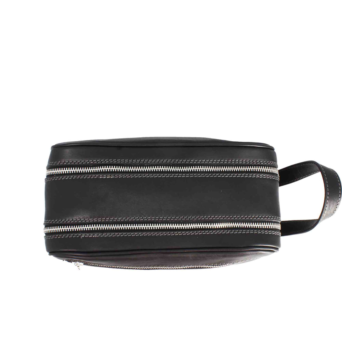 Necessaire doppio grande in pelle pieno fiore con doppia zip e tasca utility - LeonardoShoes