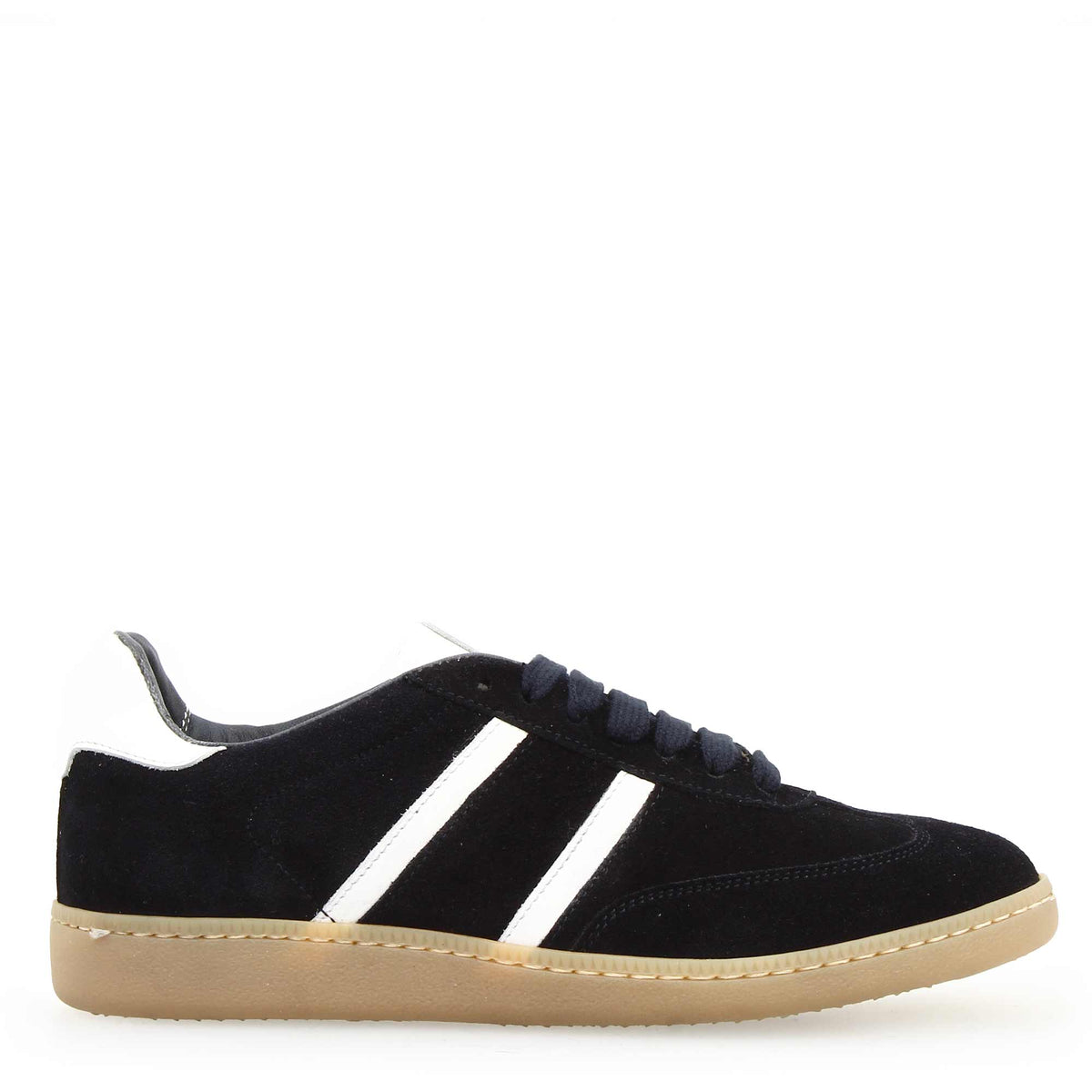 Sneaker artigianale da donna in pelle colore bianco e blu - LeonardoShoes